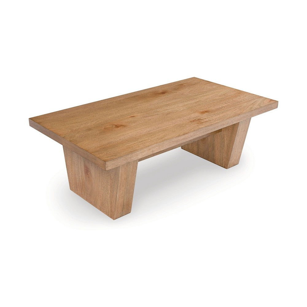 Kris Coffee Table | 55" Rectangular | Tapered Legs | Light Brown
