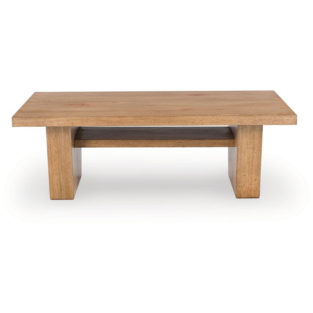 Kris Coffee Table | 55" Rectangular | Tapered Legs | Light Brown