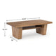 Kris Coffee Table | 55" Rectangular | Tapered Legs | Light Brown
