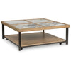 Tey Coffee Table w Caster Wheels | 48" Square | Sintered Stone | Brown