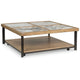 Tey Coffee Table w Caster Wheels | 48" Square | Sintered Stone | Brown
