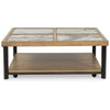 Tey Coffee Table w Caster Wheels | 48" Square | Sintered Stone | Brown
