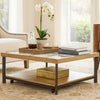 Tey Coffee Table w Caster Wheels | 48" Square | Sintered Stone | Brown
