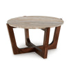 Dore Coffee Table | 36" Round Marble Top | Angled Legs | Brown Wood
