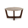 Dore Coffee Table | 36" Round Marble Top | Angled Legs | Brown Wood