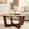 Dore Coffee Table | 36" Round Marble Top | Angled Legs | Brown Wood