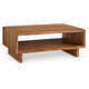 Donni Coffee Table w Shelf | 46" Rectangular | Panel Legs | Brown Wood
