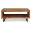 Donni Coffee Table w Shelf | 46" Rectangular | Panel Legs | Brown Wood