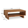 Donni Coffee Table w Shelf | 46" Rectangular | Panel Legs | Brown Wood