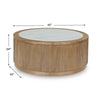 Dill Coffee Table on Caster Wheels | 42" Round Faux Marble | Reeded Brown