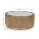 Dill Coffee Table on Caster Wheels | 42" Round Faux Marble | Reeded Brown