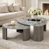 Morey Nesting Stacked Coffee Table Set | Gray Faux Marble | Cantilever