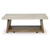 Beda Coffee Table w Casters | Shelf | 48" Rectangular | Brown Wood