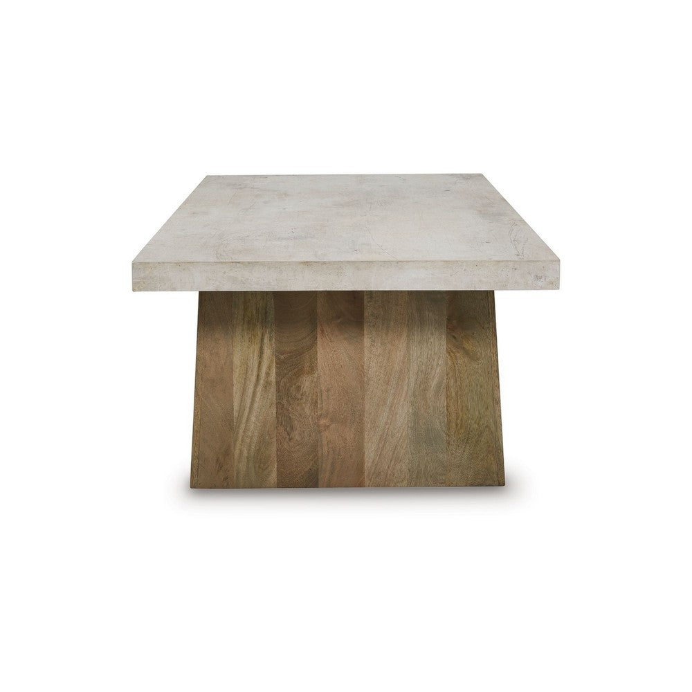Beda Coffee Table w Casters | Shelf | 48" Rectangular | Brown Wood