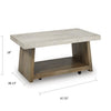 Beda Coffee Table w Casters | Shelf | 48" Rectangular | Brown Wood