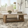 Beda Coffee Table w Casters | Shelf | 48" Rectangular | Brown Wood