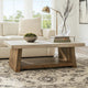 Beda Coffee Table w Casters | Shelf | 48" Rectangular | Brown Wood