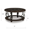 Falu Coffee Table | 42" Round Faux Marble Top | Classic Scrolled | Brown