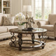 Falu Coffee Table | 42" Round Faux Marble Top | Classic Scrolled | Brown