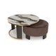 Poim 2pc Nesting Coffee Table & Ottoman Set | White Marble | Brown Velvet