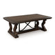 May 56" Rectangular Coffee Table | Elegant Scrolled Base | Brown
