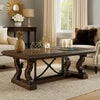 May 56" Rectangular Coffee Table | Elegant Scrolled Base | Brown