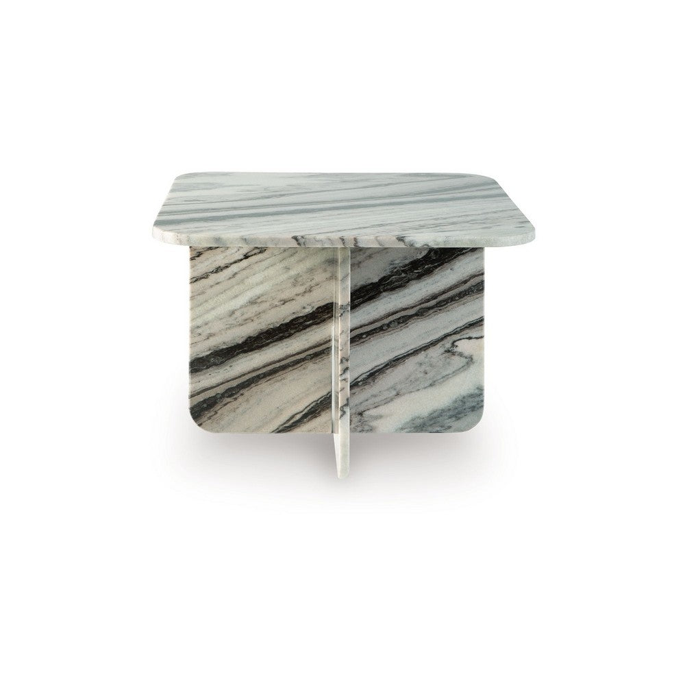 Eton Accent Coffee Table | 26" Square | Panel Legs | Artisan White Marble
