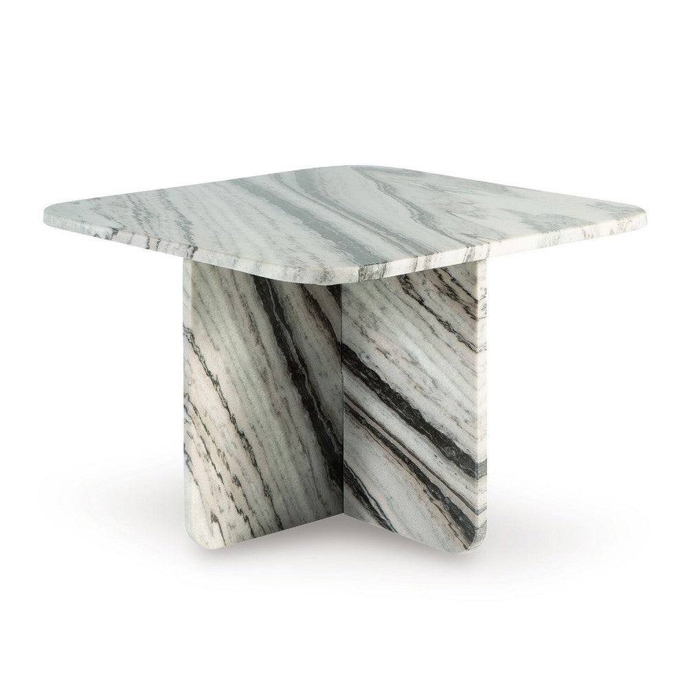 Eton Accent Coffee Table | 26" Square | Panel Legs | Artisan White Marble