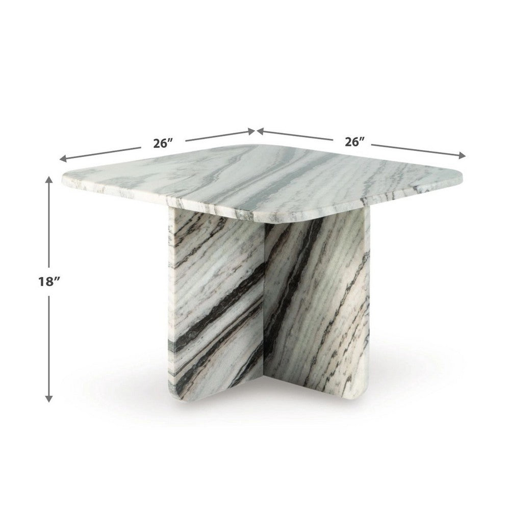 Eton Accent Coffee Table | 26" Square | Panel Legs | Artisan White Marble