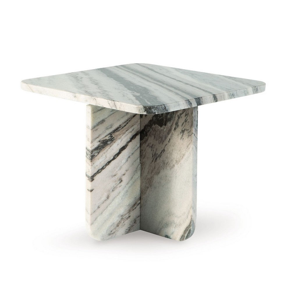 Eton Accent Coffee Table | 18" Square | Panel Legs | Artisan White Marble