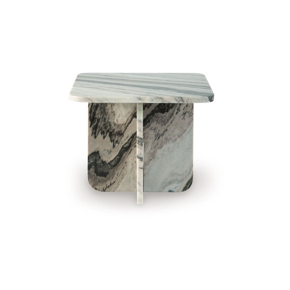 Eton Accent Coffee Table | 18" Square | Panel Legs | Artisan White Marble
