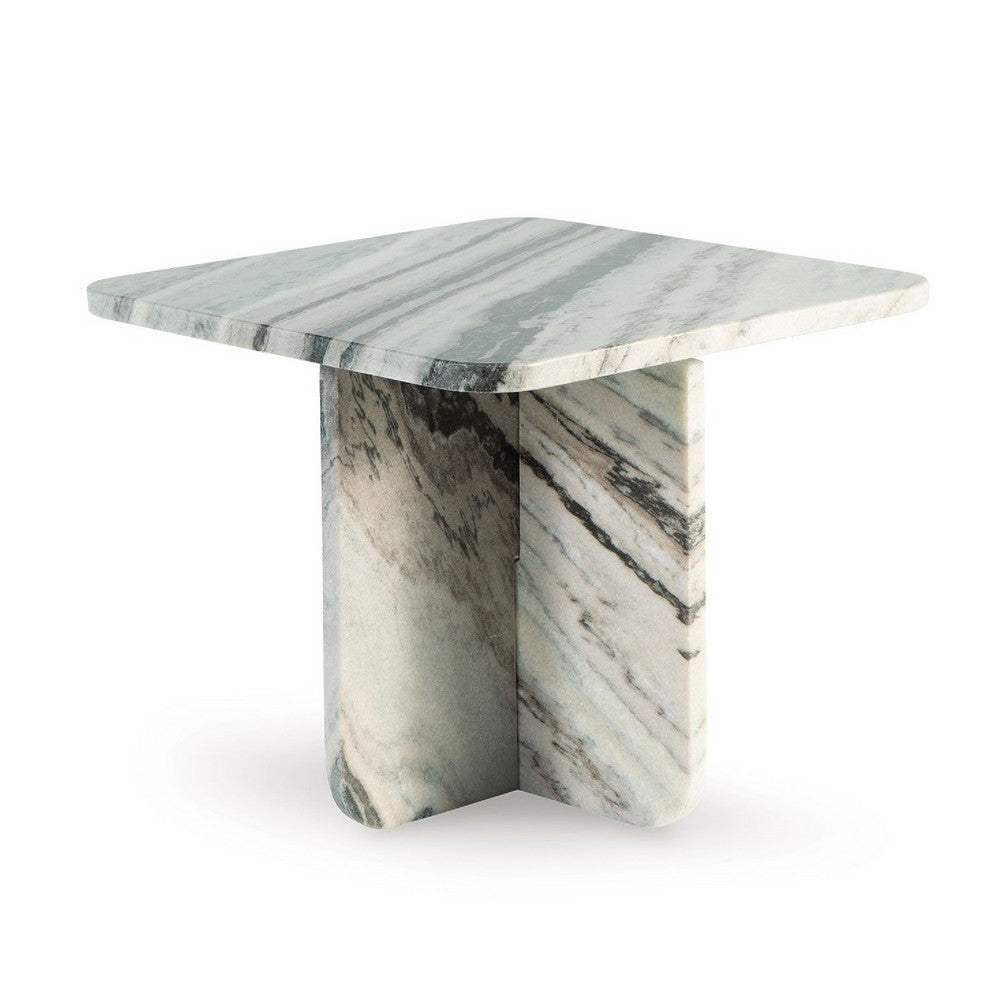 Eton Accent Coffee Table | 18" Square | Panel Legs | Artisan White Marble