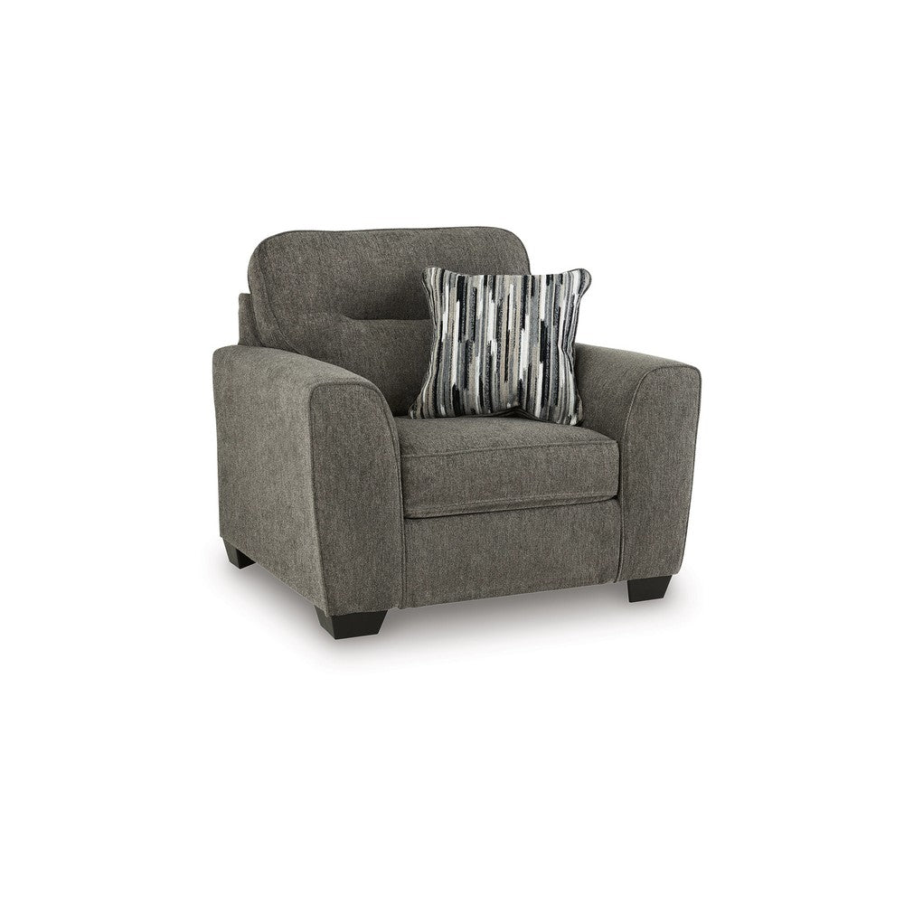 Oly Oversized Armchair w 1 Accent Pillow | Graphite Gray Polyester Seat