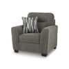 Oly Oversized Armchair w 1 Accent Pillow | Graphite Gray Polyester Seat