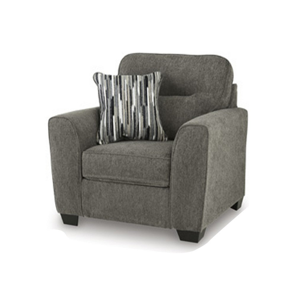 Oly Oversized Armchair w 1 Accent Pillow | Graphite Gray Polyester Seat