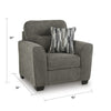 Oly Oversized Armchair w 1 Accent Pillow | Graphite Gray Polyester Seat