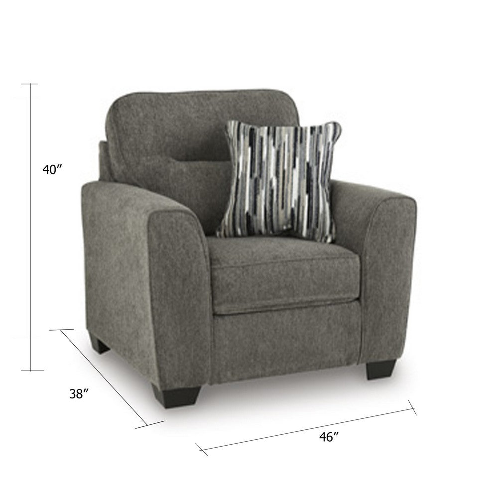 Oly Oversized Armchair w 1 Accent Pillow | Graphite Gray Polyester Seat