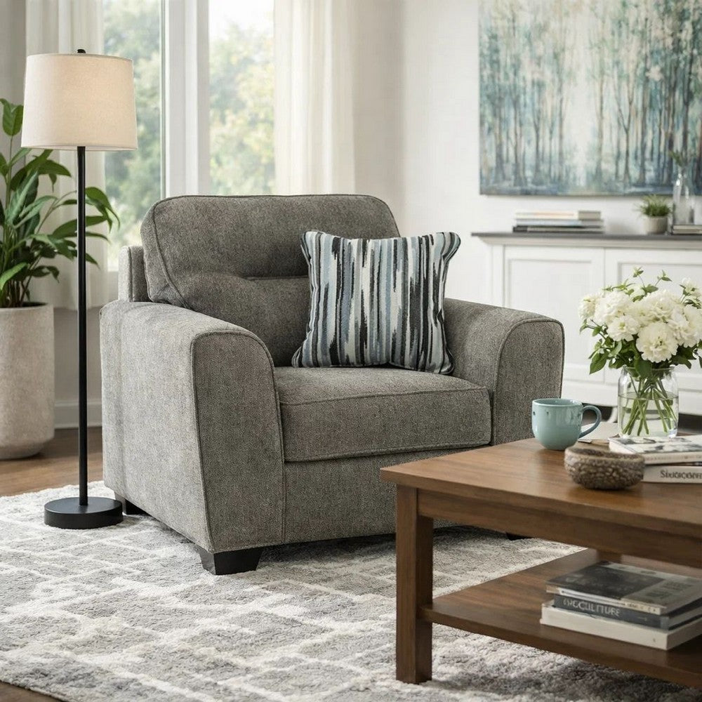 Oly Oversized Armchair w 1 Accent Pillow | Graphite Gray Polyester Seat