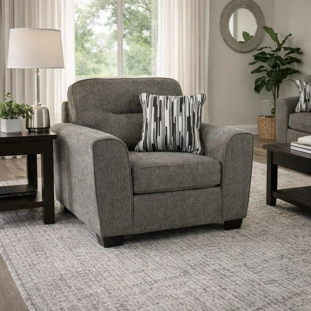 Oly Oversized Armchair w 1 Accent Pillow | Graphite Gray Polyester Seat