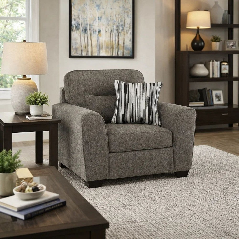 Oly Oversized Armchair w 1 Accent Pillow | Graphite Gray Polyester Seat