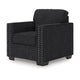 Jez Accent Armchair | Coal Black Polyester w Nailhead Trim | LED Base