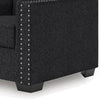 Jez Accent Armchair | Coal Black Polyester w Nailhead Trim | LED Base