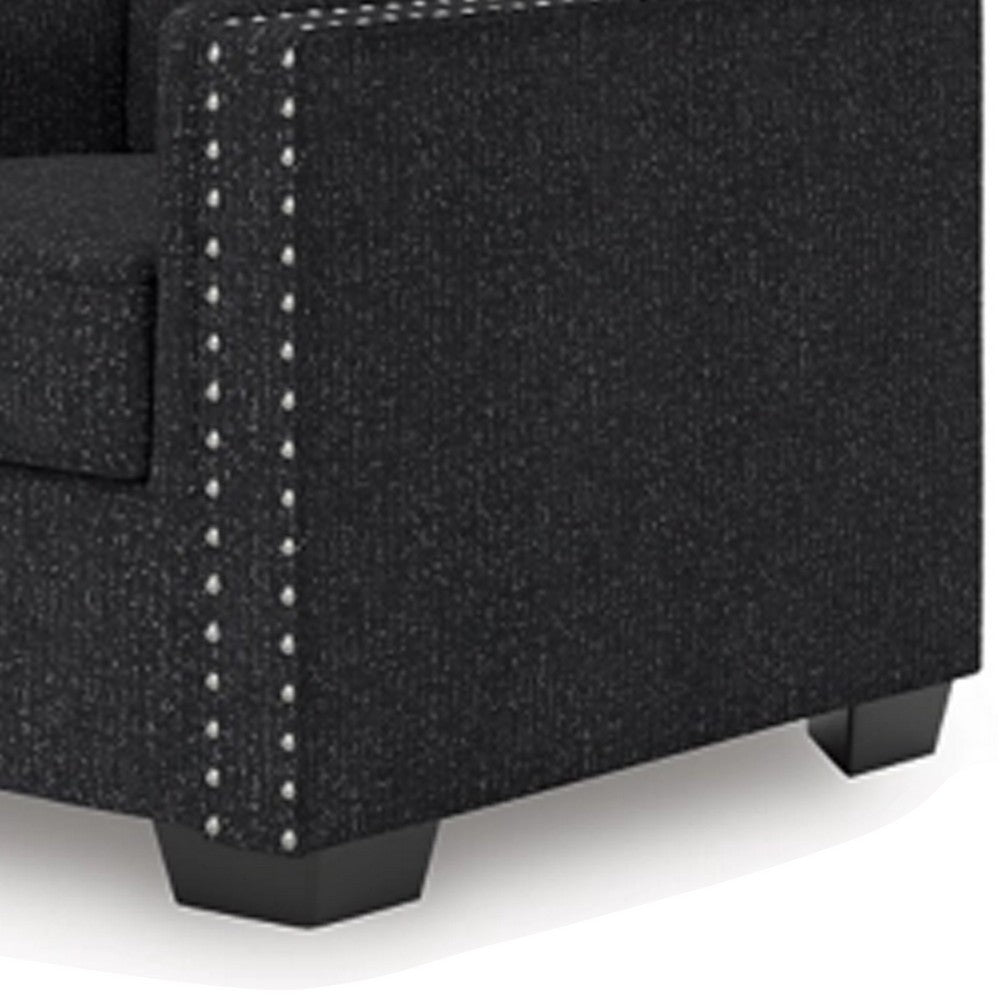Jez Accent Armchair | Coal Black Polyester w Nailhead Trim | LED Base