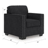 Jez Accent Armchair | Coal Black Polyester w Nailhead Trim | LED Base