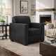 Jez Accent Armchair | Coal Black Polyester w Nailhead Trim | LED Base