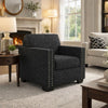 Jez Accent Armchair | Coal Black Polyester w Nailhead Trim | LED Base