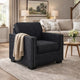 Jez Accent Armchair | Coal Black Polyester w Nailhead Trim | LED Base