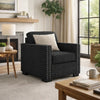 Jez Accent Armchair | Coal Black Polyester w Nailhead Trim | LED Base