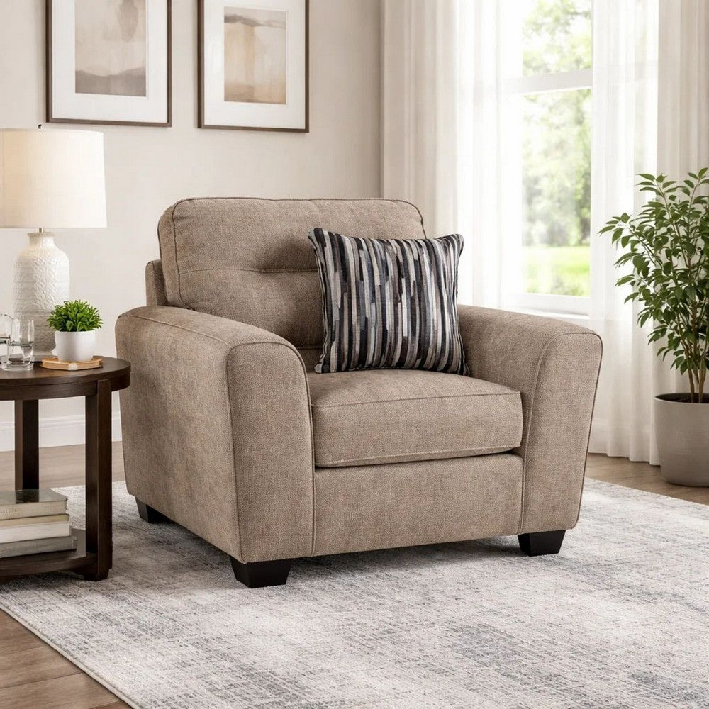 Oly Oversized Armchair w 1 Accent Pillow | Mocha Brown Polyester Seat