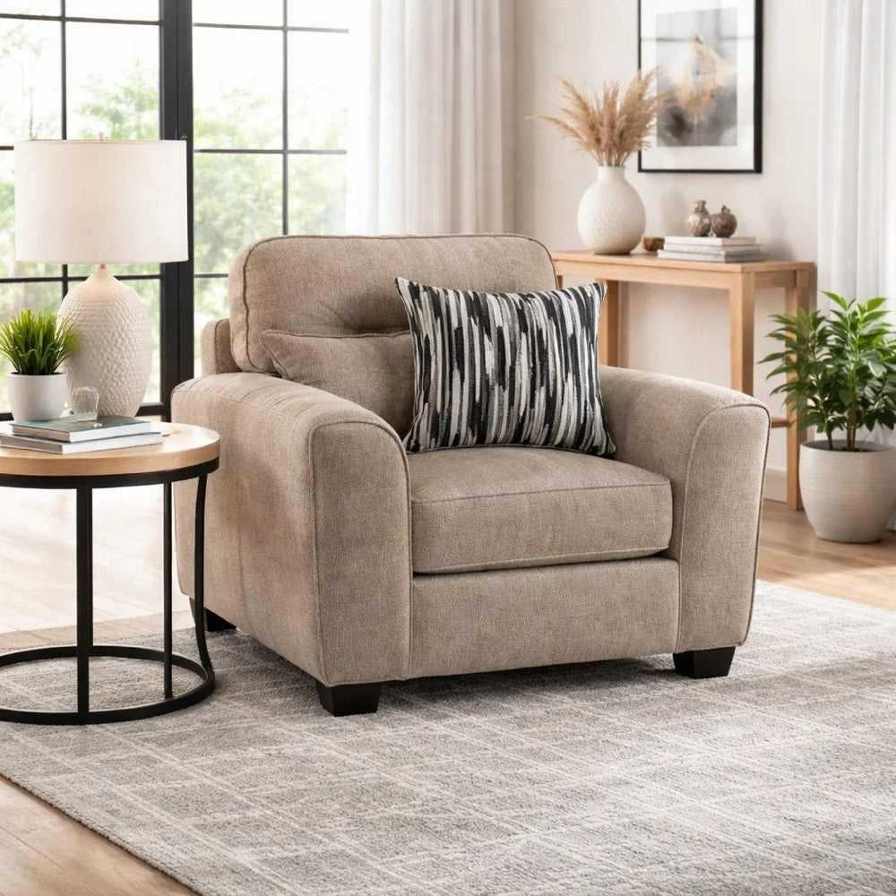 Oly Oversized Armchair w 1 Accent Pillow | Mocha Brown Polyester Seat